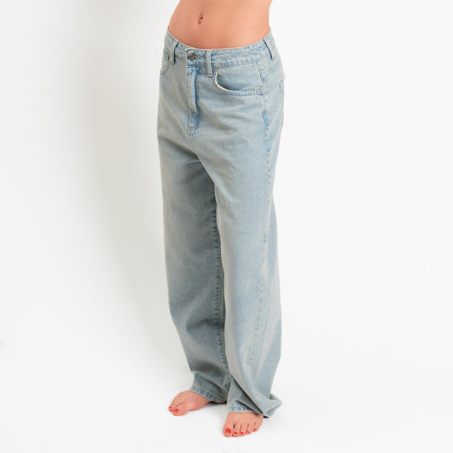 Zeroassoluto-Jeans FEDRA wide leg fit tela leggera - denim chiaro stone washed