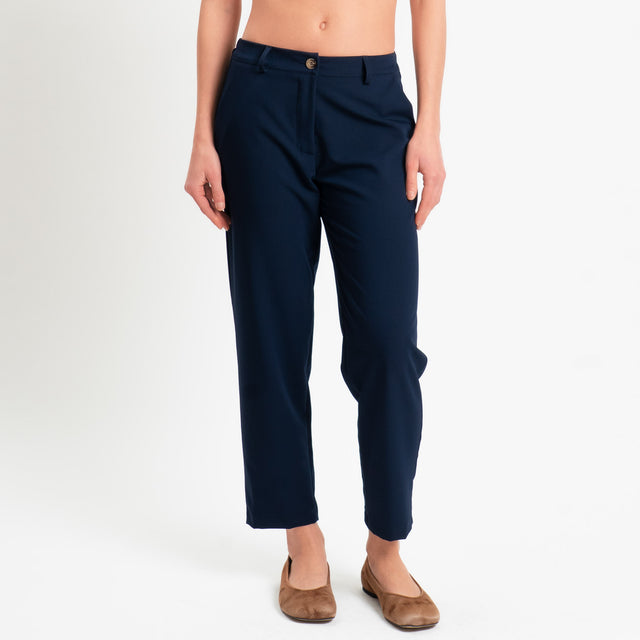 Zeroassoluto-Pantalone GALA straight in poliviscosa comfort - blu