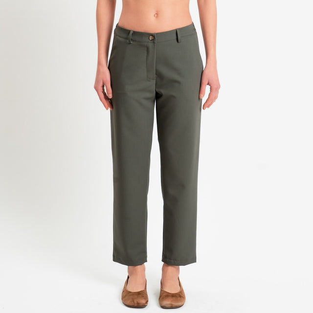 Zeroassoluto-Pantalone GALA straight in poliviscosa comfort - militare