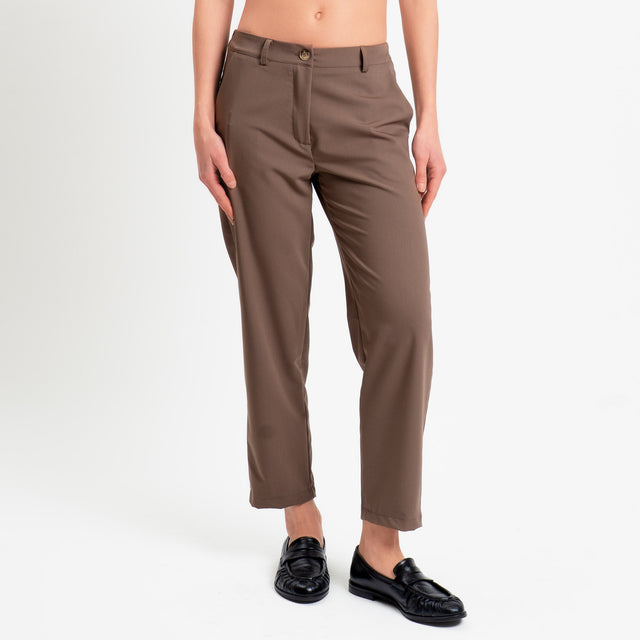 Zeroassoluto-Pantalone GALA straight in poliviscosa comfort - nocciola