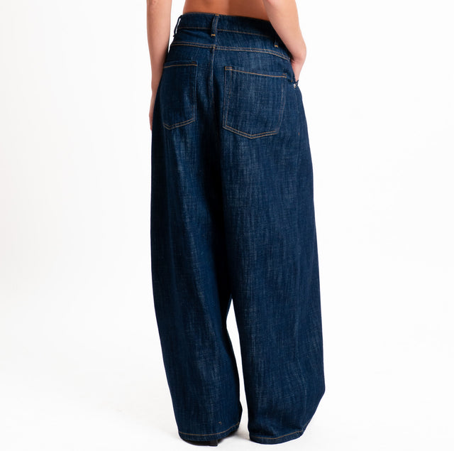 Zeroassoluto-Jeans GAUCHO extra wide drop crotch tela premium slegata lavaggio zero - denim scuro