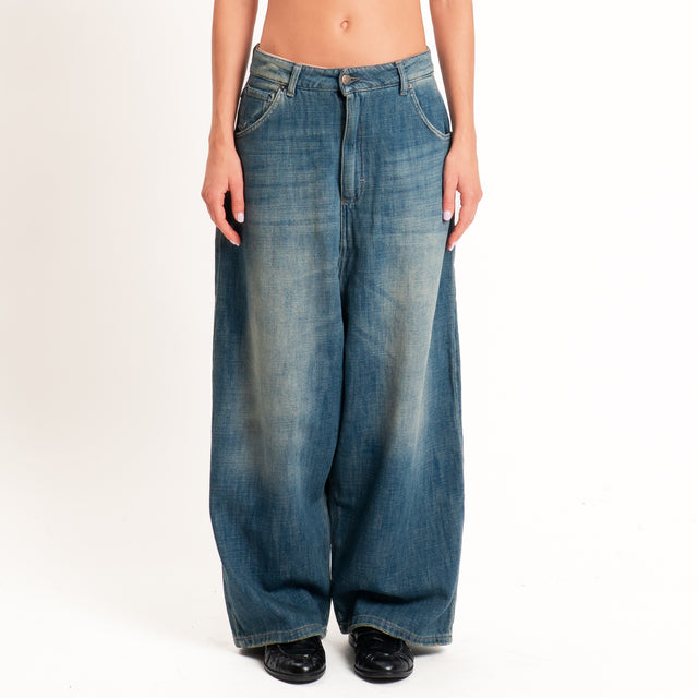 Zeroassoluto-Jeans GAUCHO extra wide drop crotch - denim stone washed