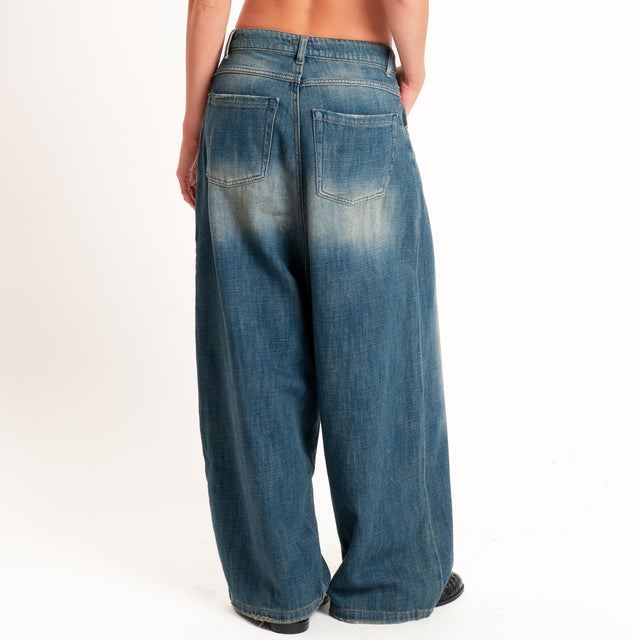 Zeroassoluto-Jeans GAUCHO extra wide drop crotch - denim stone washed