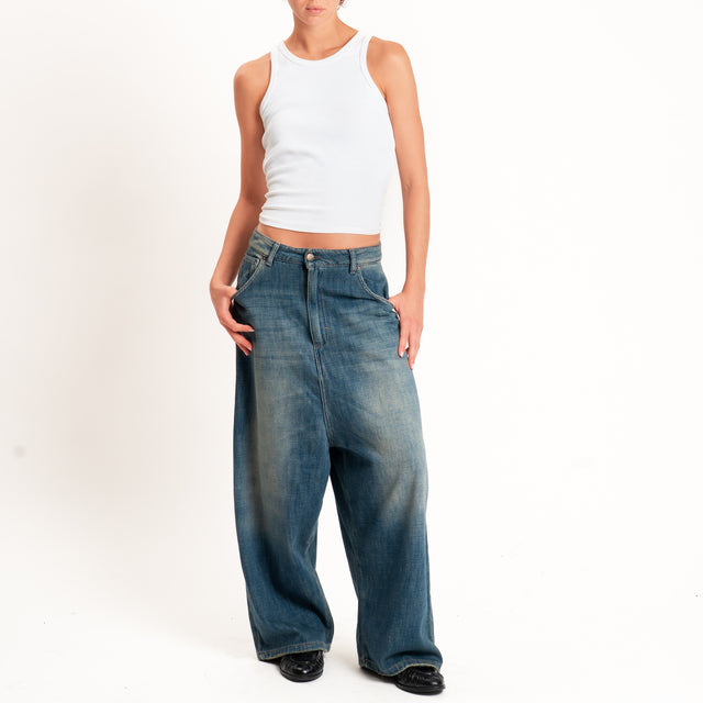 Zeroassoluto-Jeans GAUCHO extra wide drop crotch - denim stone washed