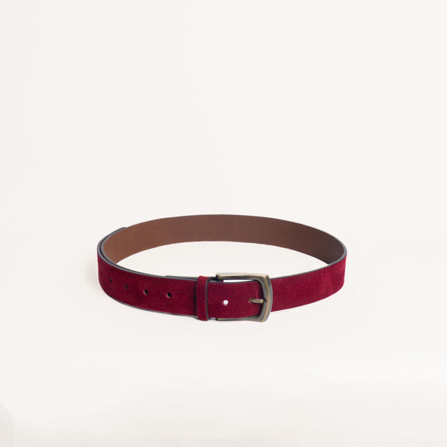 Zeroassoluto-Cintura scamosciata genuine leather high quality - Bordeaux