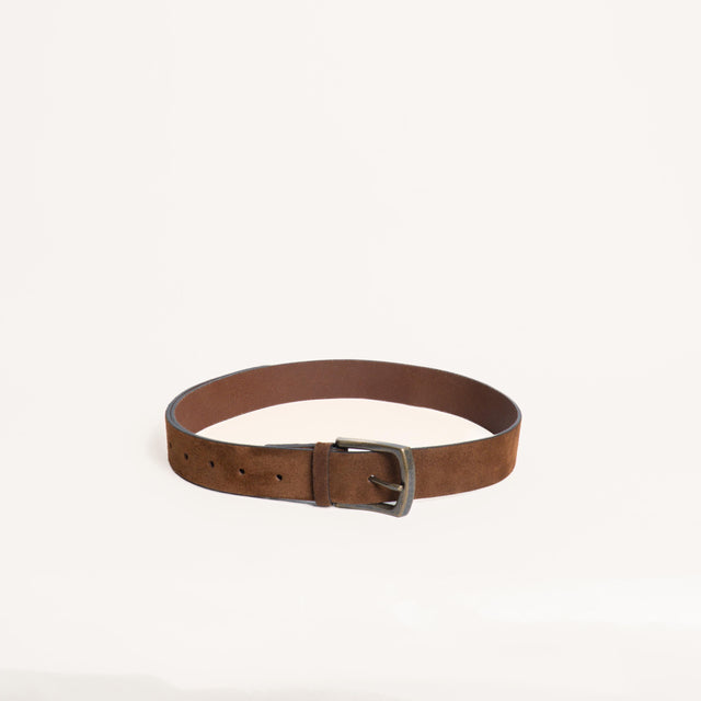 Zeroassoluto-Cintura scamosciata genuine leather high quality - cioccolato