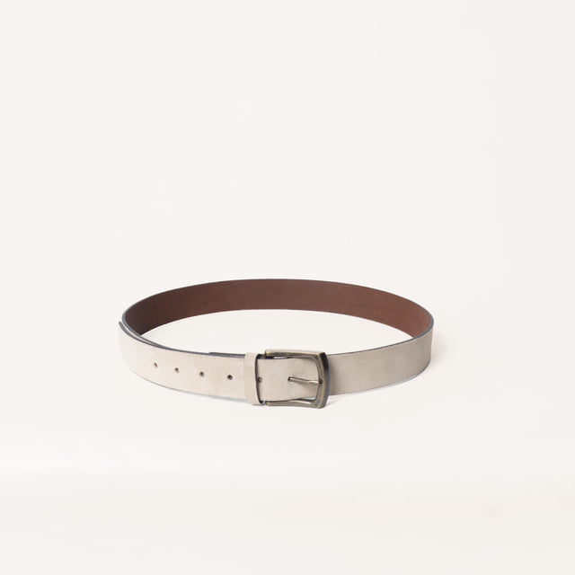 Zeroassoluto-Cintura scamosciata genuine leather high quality - gesso