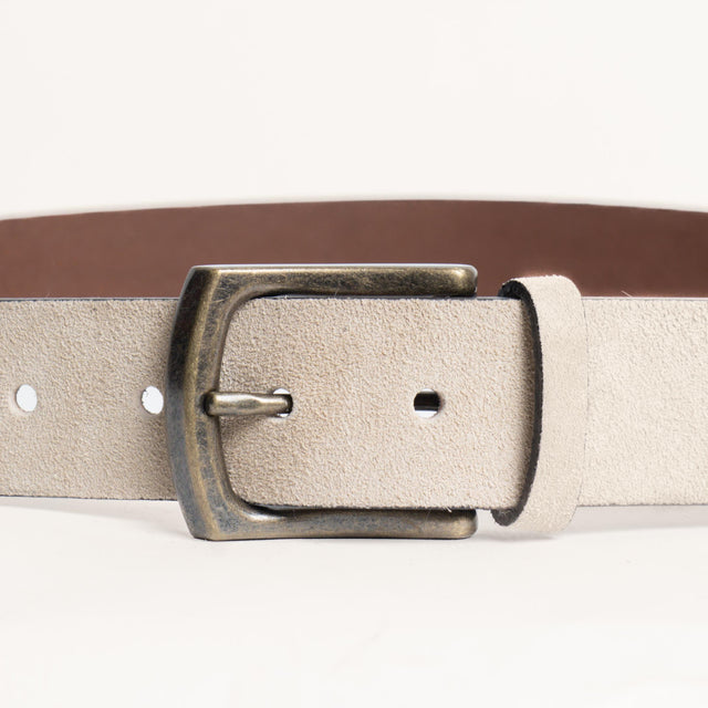 Zeroassoluto-Cintura scamosciata genuine leather high quality - gesso