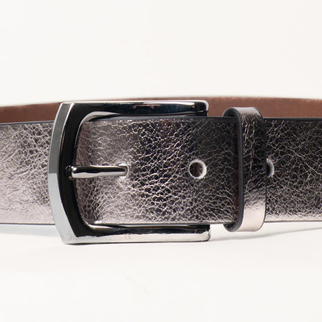 Zeroassoluto-Cintura laminata genuine leather high quality - platino