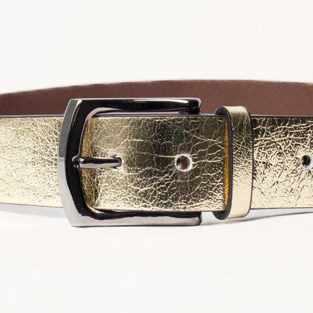 Zeroassoluto-Cintura laminata genuine leather high quality - gold