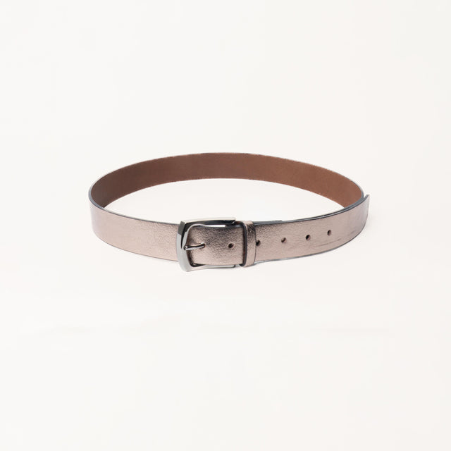 Zeroassoluto-Cintura laminata genuine leather high quality - platino
