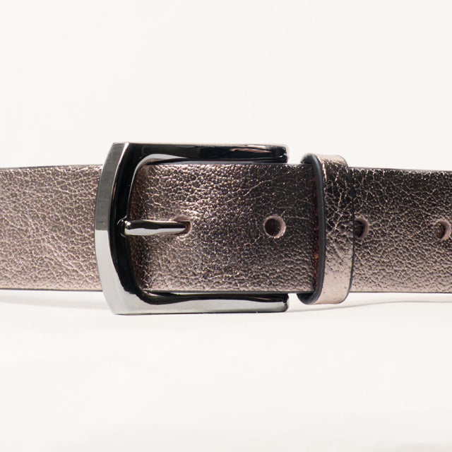 Zeroassoluto-Cintura laminata genuine leather high quality - platino