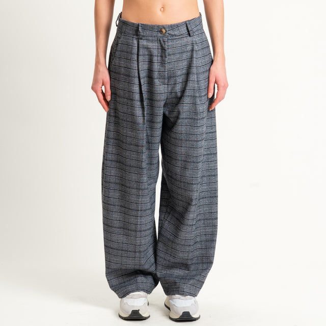 Zeroassoluto-Pantalone GENNY comfort elasticizzato - principe di galles grigio/nero