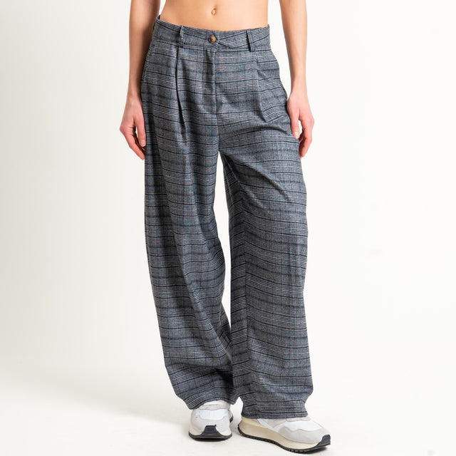 Zeroassoluto-Pantalone GENNY comfort elasticizzato - principe di galles grigio/nero