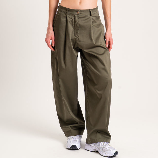 Pantalones de satén de algodón Zeroassoluto-GENNY y - militar