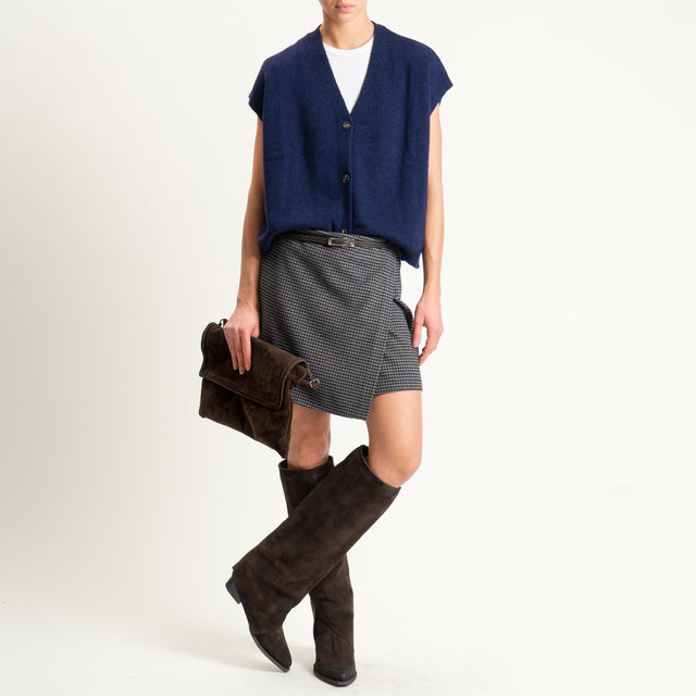 Zeroassoluto-Gonna GIADA portafoglio - pied de poule grigio/moro/blu