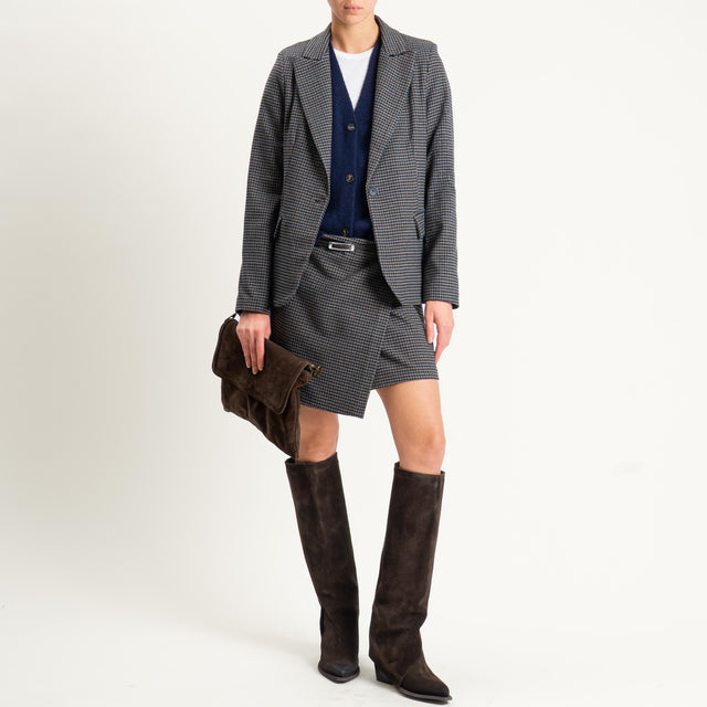 Zeroassoluto-Gonna GIADA portafoglio - pied de poule grigio/moro/blu