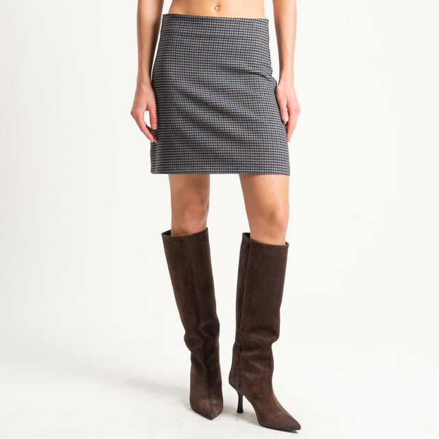 Zeroassoluto-Minigonna GINA tessuto elasticizzato - pied de poule grigio/moro/blu
