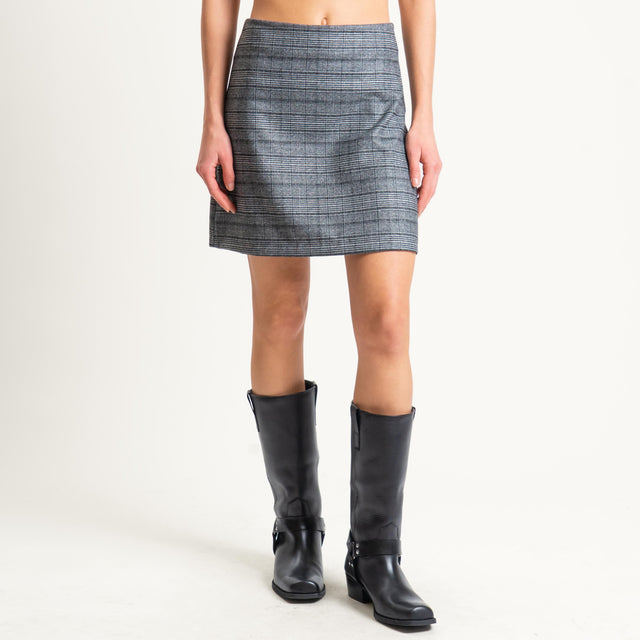 Zeroassoluto-Minigonna GINA tessuto elasticizzato - principe di galles grigio/nero