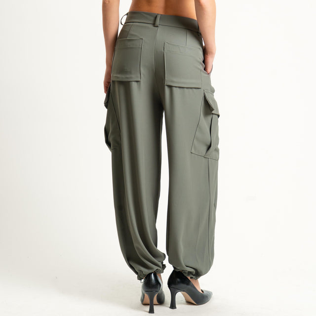 Zeroassoluto-Pantalone GIORDY cargo tessuto fluido - militare