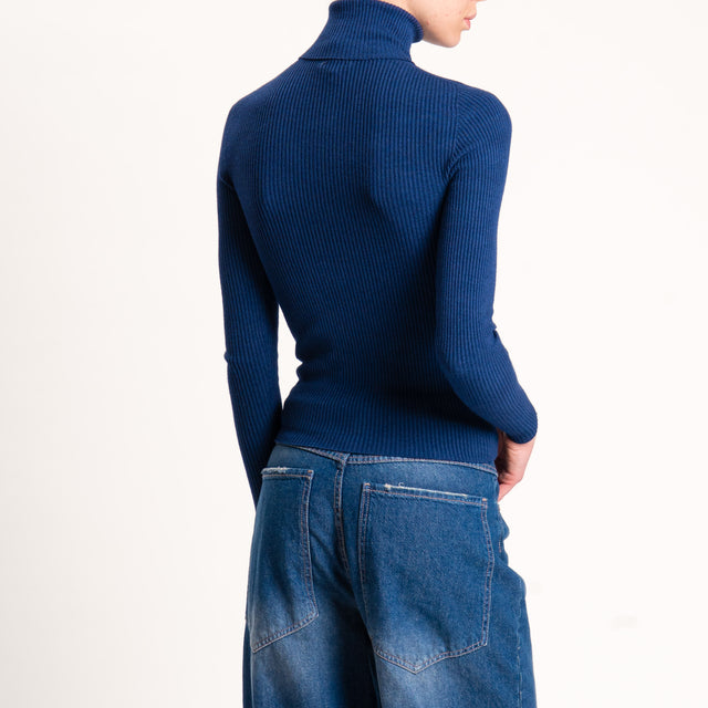 Zeroassoluto-Maglia collo alto a costine - blu