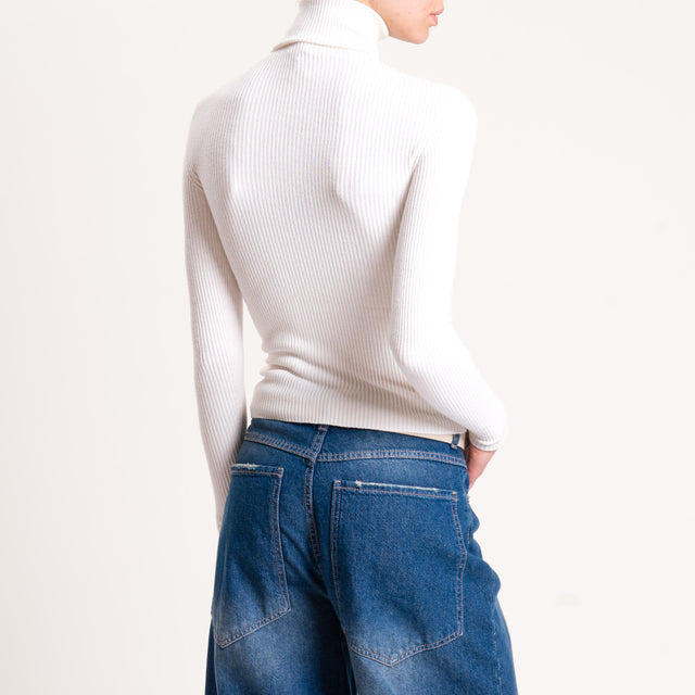 Zeroassoluto-Maglia collo alto a costine - burro