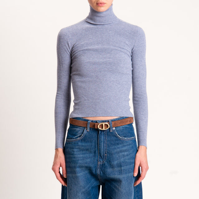 Zeroassoluto-Maglia collo alto a costine - grigio melange