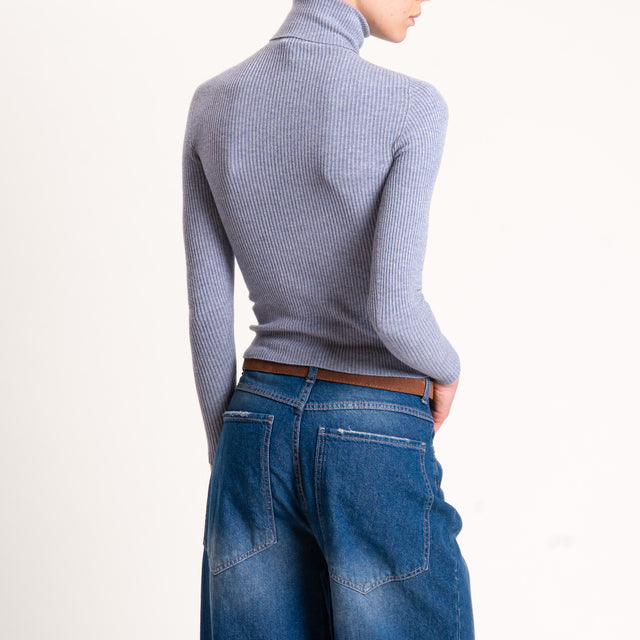 Zeroassoluto-Maglia collo alto a costine - grigio melange