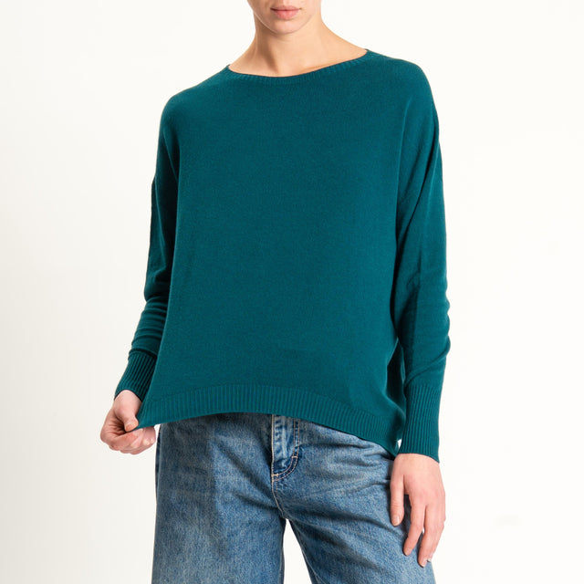 Zeroassoluto-Maglia girocollo bordi a coste - verde