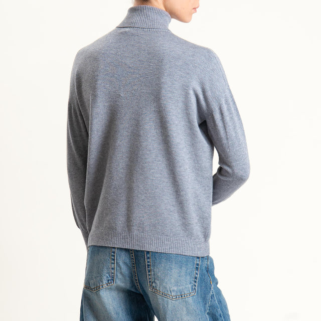 Zeroassoluto-Maglia collo alto bordi a costine - grigio melange