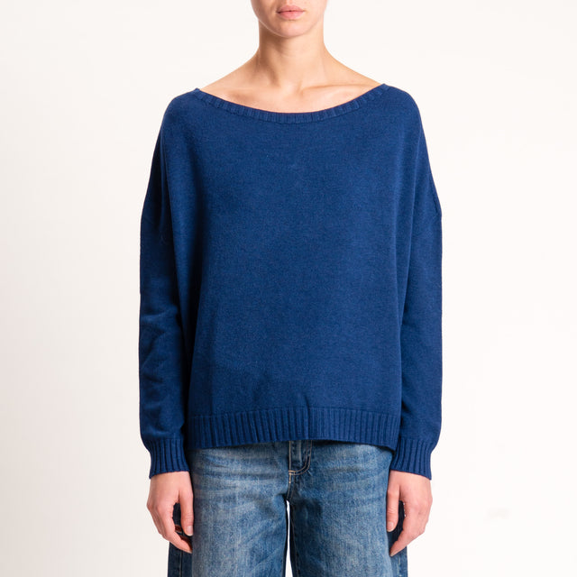 Zeroassoluto-Maglia scatola scollo barca - blu