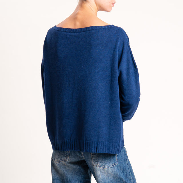 Zeroassoluto-Maglia scatola scollo barca - blu