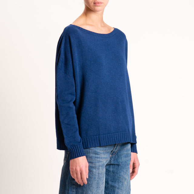 Zeroassoluto-Maglia scatola scollo barca - blu