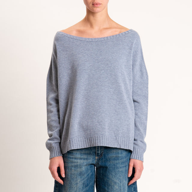 Zeroassoluto-Maglia scatola scollo barca - grigio melange
