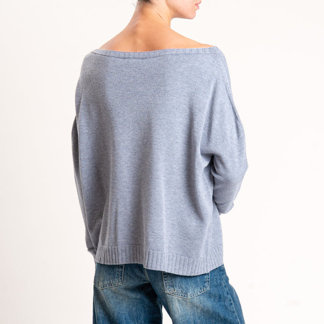 Zeroassoluto-Maglia scatola scollo barca - grigio melange