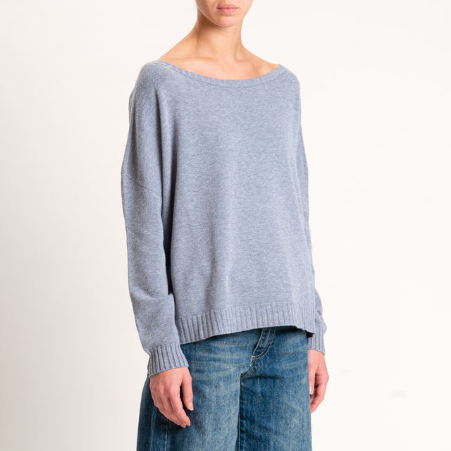 Zeroassoluto-Maglia scatola scollo barca - grigio melange