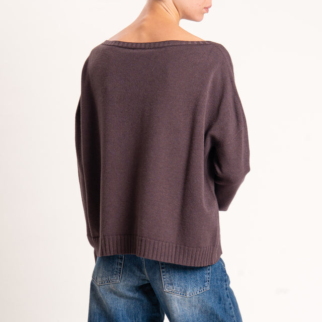 Zeroassoluto-Maglia scatola scollo barca - moro