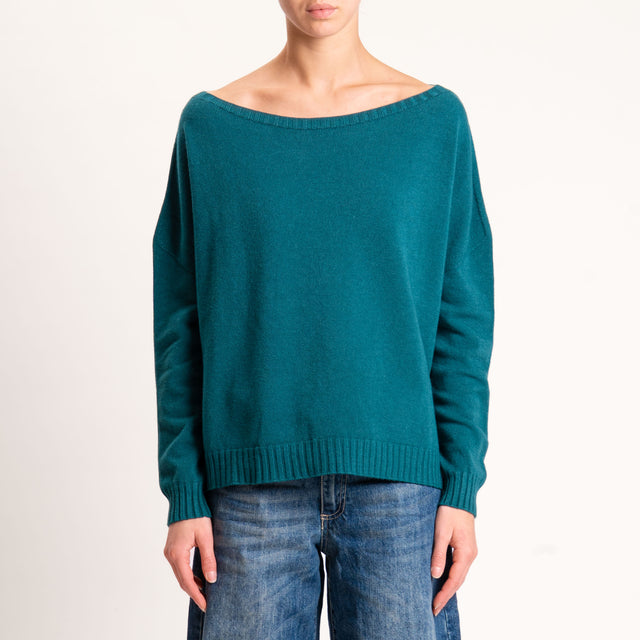 Zeroassoluto-Maglia scatola scollo barca - VERDE