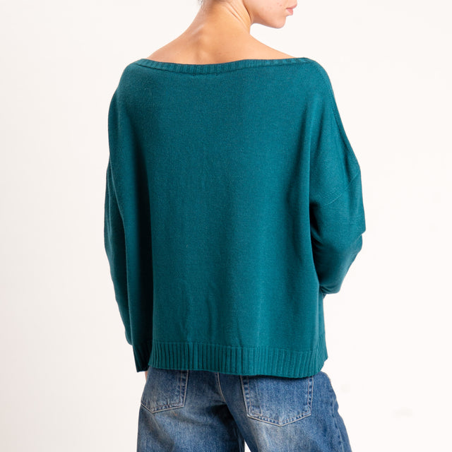 Zeroassoluto-Maglia scatola scollo barca - VERDE