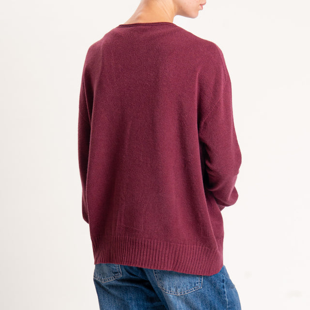 Zeroassoluto-Maglia scatola scollo a v - Bordeaux