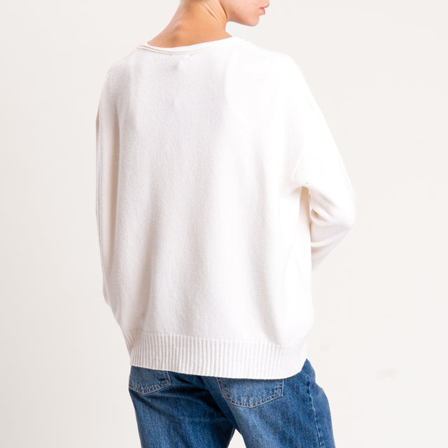 Zeroassoluto-Maglia scatola scollo a v - burro