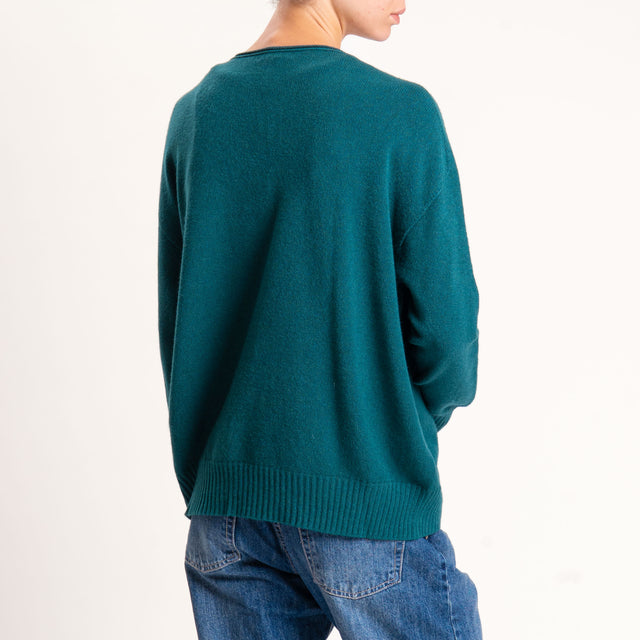 Zeroassoluto-Maglia scatola scollo a v - verde