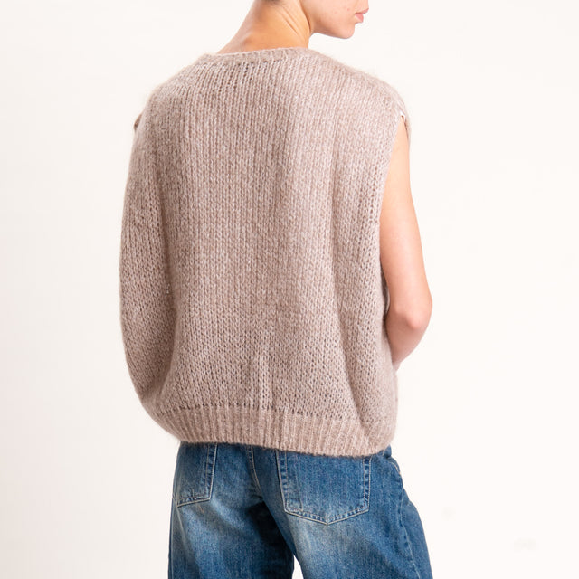Zeroassoluto-Maglia mohair smanicata - beige