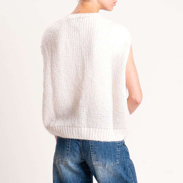 Zeroassoluto-Maglia mohair smanicata - burro