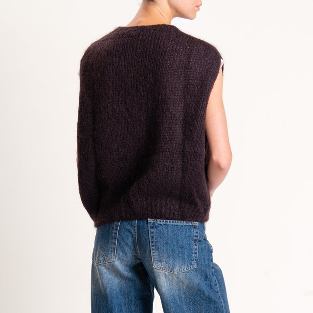 Zeroassoluto-Maglia mohair smanicata - moro