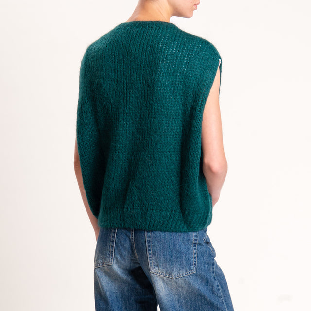 Zeroassoluto-Maglia mohair smanicata - VERDE