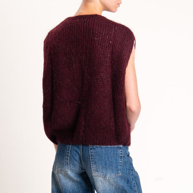 Zeroassoluto-Maglia mohair smanicata - vino