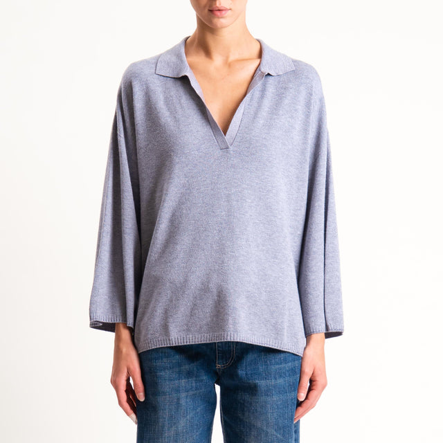 Zeroassoluto-Maglia collo polo - grigio melange