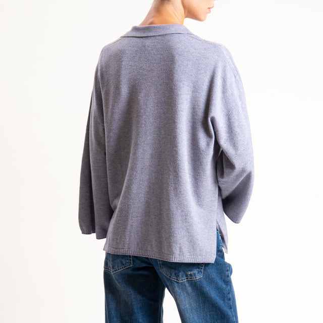 Zeroassoluto-Maglia collo polo - grigio melange