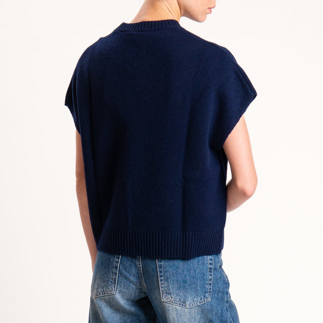Zeroassoluto-Maglia smanicata 100% lana - blu